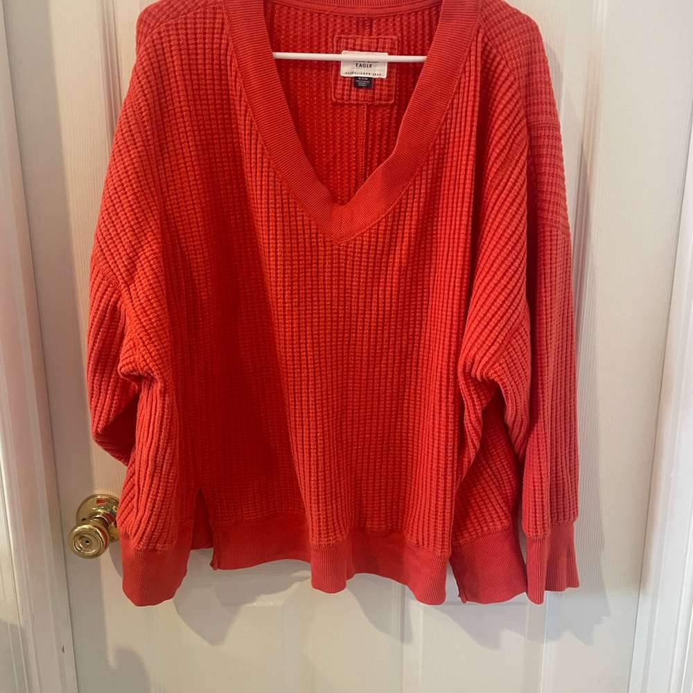 American Eagle Outfitters V-Neck Sweater - Bright Red - Picture 1 of 4